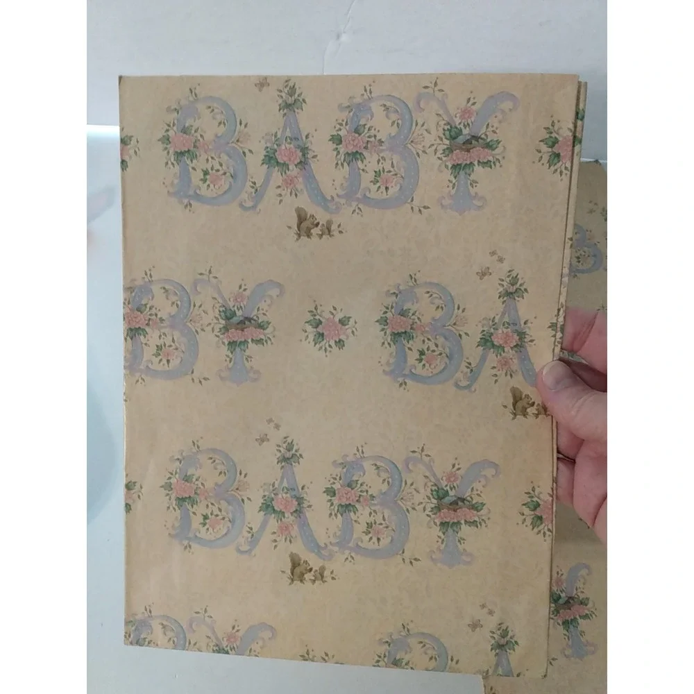 8 Sheets VTG Baby Giftwrap Wrapping Paper each 20
